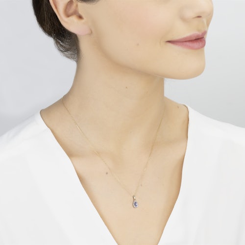 Zawieszka łezka Savicki: złota, diamenty, tanzanit